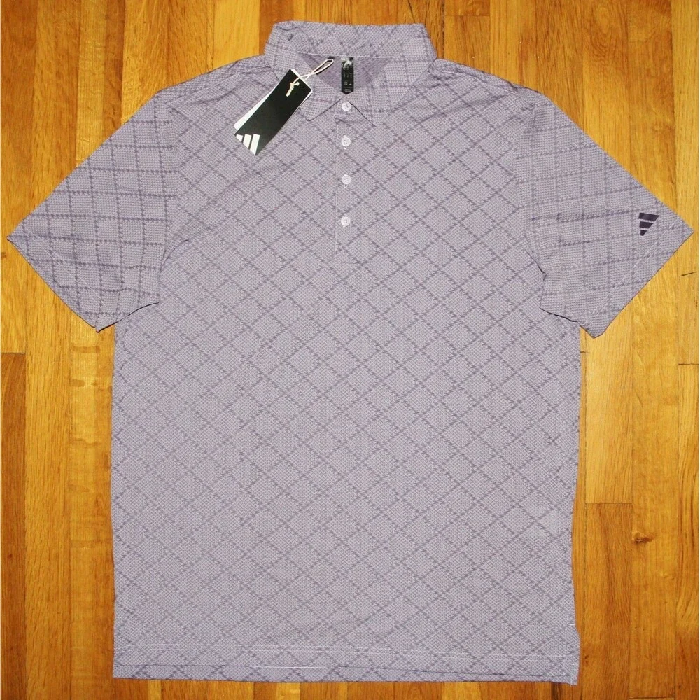 Adidas Ultimate365 Hounds Jacquard Golf Polo Shirt Mens L Powder Plum